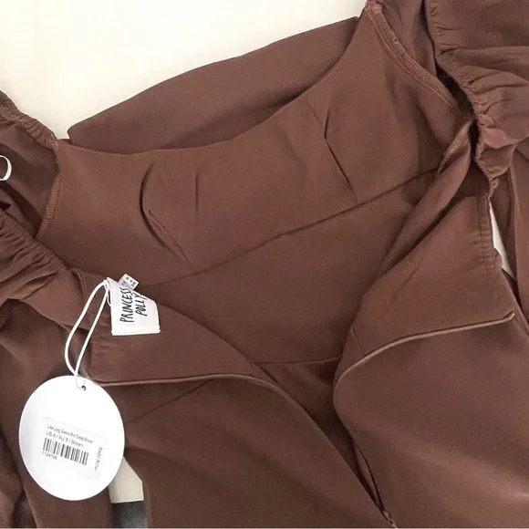 Princess Polly Lillie Long Sleeve Mini Dress Brown NWT - Picture 14 of 14